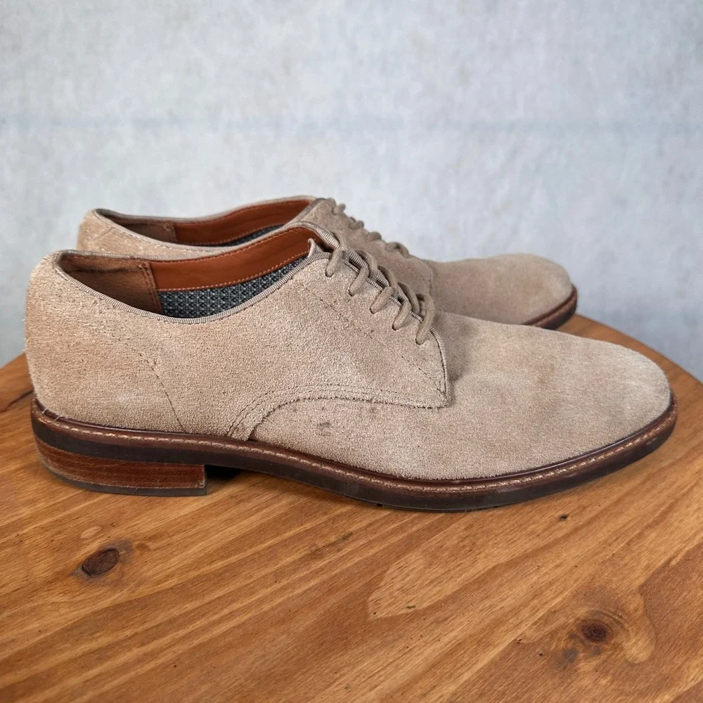 Vince Camuto Derby Shoes Mens 11 Tan Suede Good Lace Up Business Casual Classic